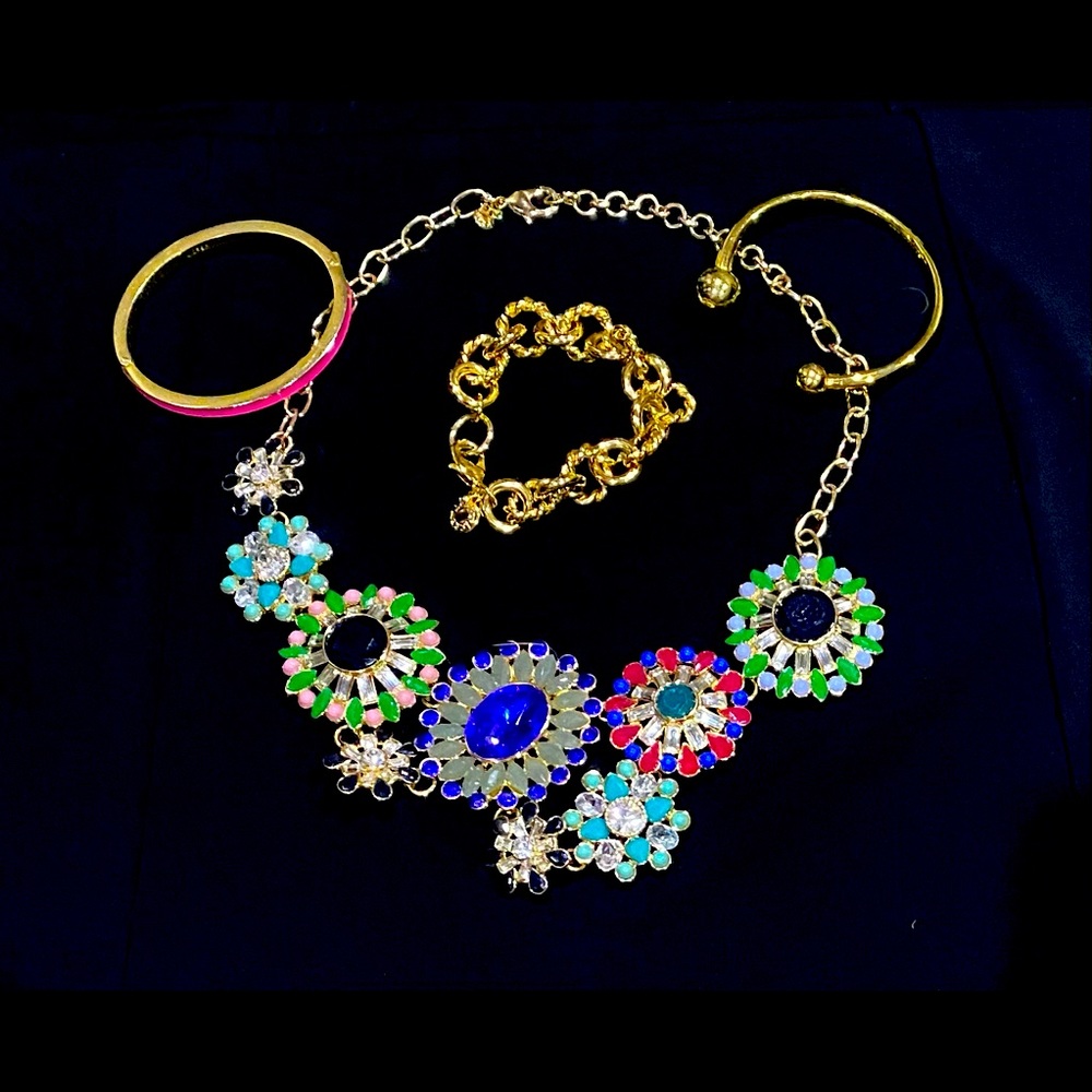 J Crew Jewelry Lot 4 pieces - Necklace, Three Bracelets - USED a few times